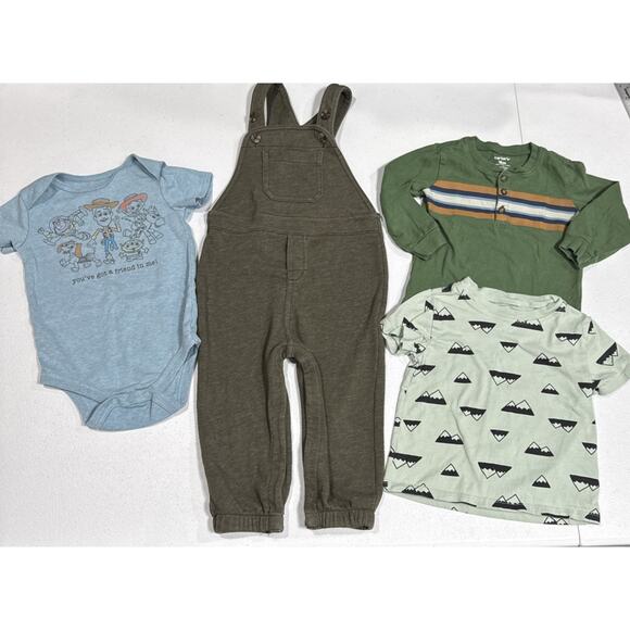 Lot 4 Old Navy Knit Overall, Carters tee, Disney Toy Story Bodysuit Baby Boy 18M - Picture 1 of 13